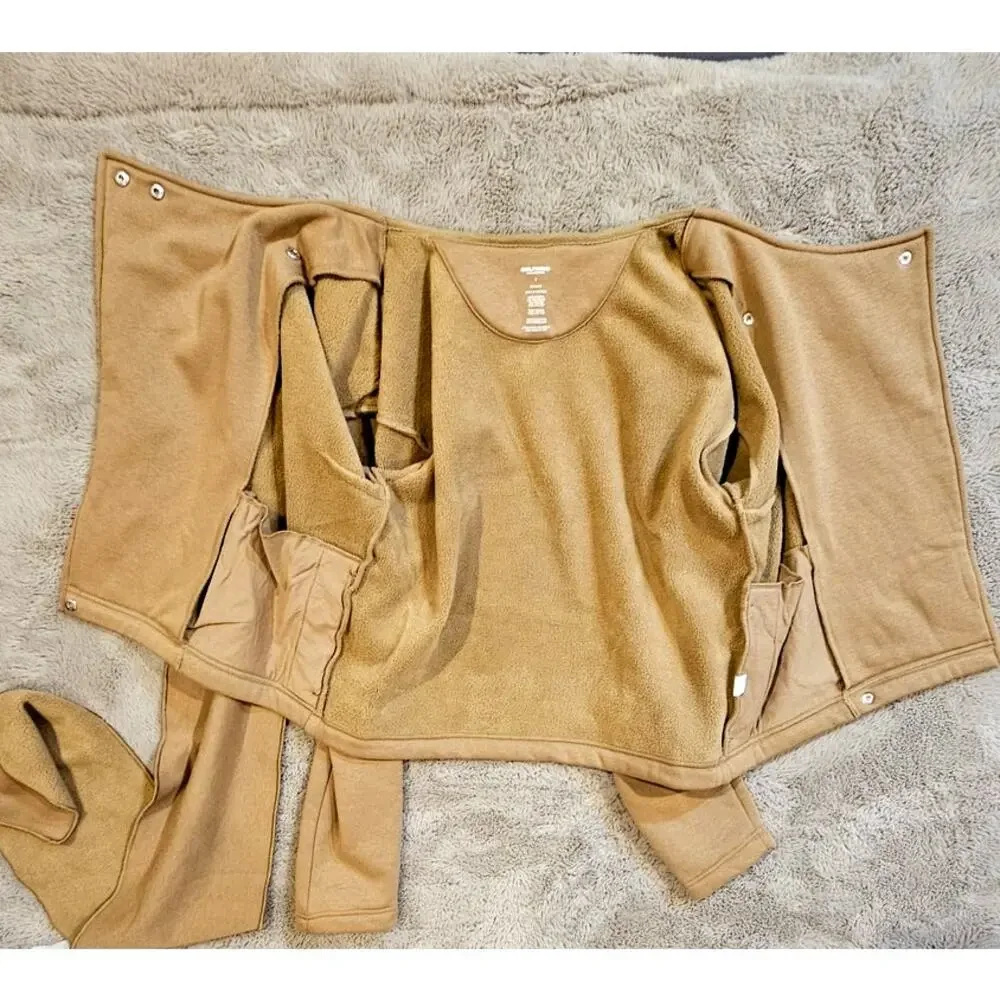 Girlfriend Collective Jaya Scarf Sweatshirt Jacket Built in Scarf, Sz S